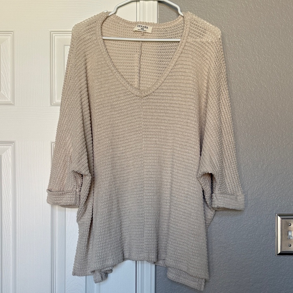 Women’s Oversized Zenana Knit Beige Sweater
